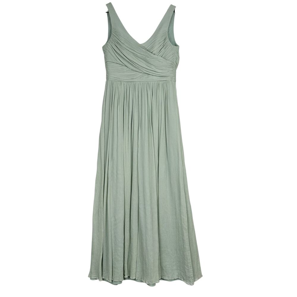 New J.Crew 100% Silk Bridesmaid Dress Green Chiffon BROKEN ZIPPER - 6